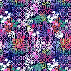 Pink - Geometric with Abstract Flowers